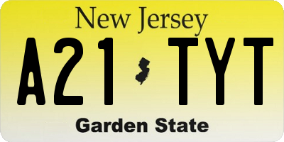 NJ license plate A21TYT