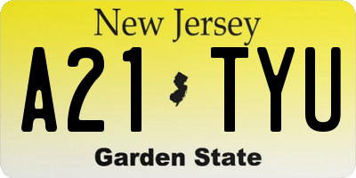 NJ license plate A21TYU