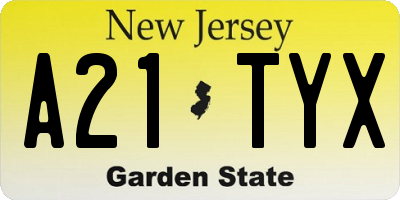 NJ license plate A21TYX
