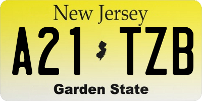 NJ license plate A21TZB