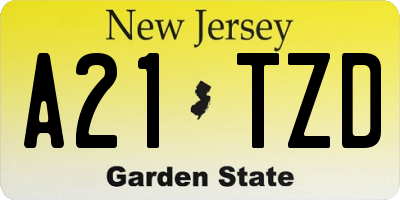 NJ license plate A21TZD