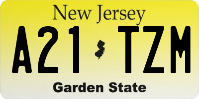NJ license plate A21TZM