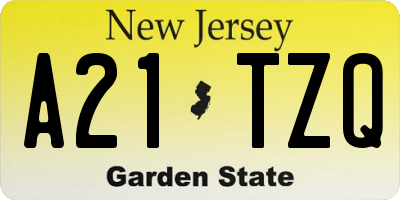 NJ license plate A21TZQ