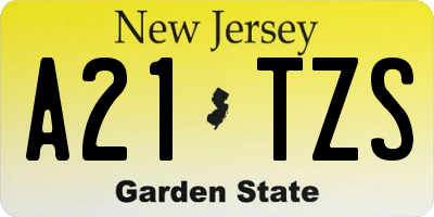 NJ license plate A21TZS