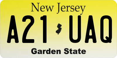 NJ license plate A21UAQ