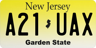 NJ license plate A21UAX