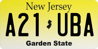 NJ license plate A21UBA