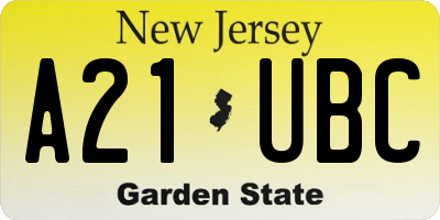 NJ license plate A21UBC