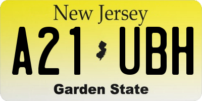 NJ license plate A21UBH