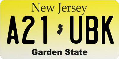 NJ license plate A21UBK