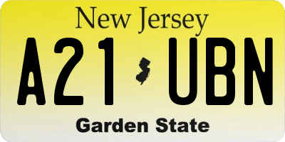 NJ license plate A21UBN