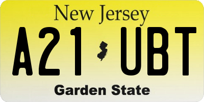 NJ license plate A21UBT