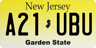 NJ license plate A21UBU