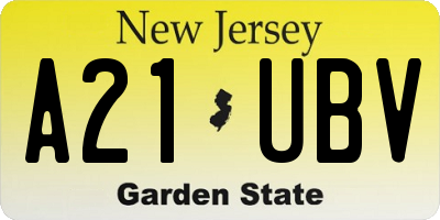 NJ license plate A21UBV