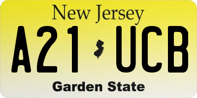 NJ license plate A21UCB