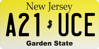NJ license plate A21UCE