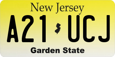 NJ license plate A21UCJ