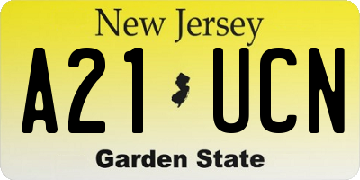 NJ license plate A21UCN