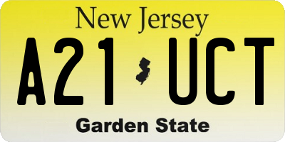 NJ license plate A21UCT