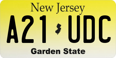 NJ license plate A21UDC