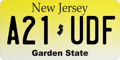 NJ license plate A21UDF