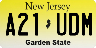 NJ license plate A21UDM