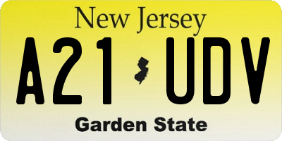 NJ license plate A21UDV