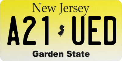 NJ license plate A21UED