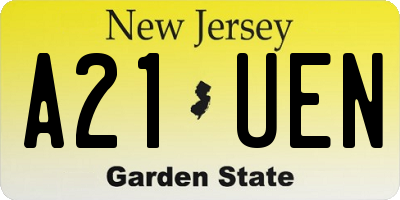 NJ license plate A21UEN