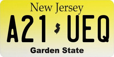 NJ license plate A21UEQ