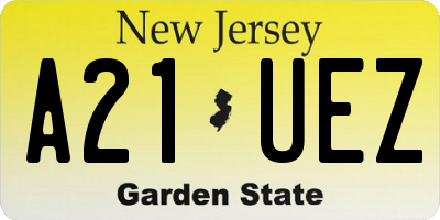 NJ license plate A21UEZ