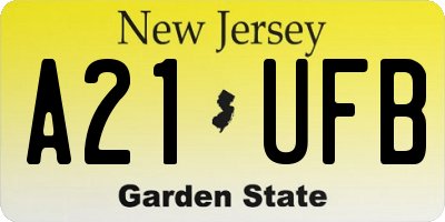 NJ license plate A21UFB