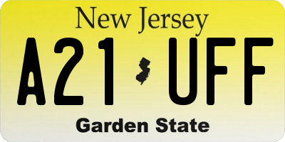 NJ license plate A21UFF