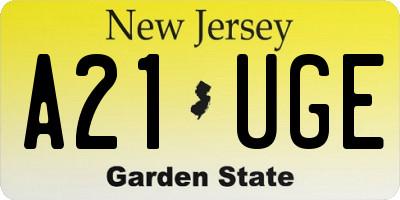 NJ license plate A21UGE