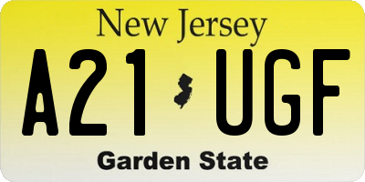 NJ license plate A21UGF
