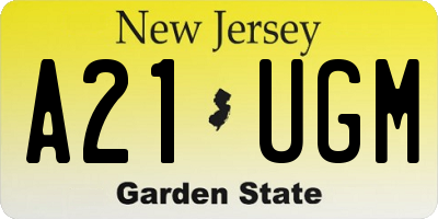 NJ license plate A21UGM