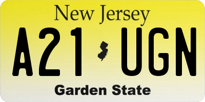 NJ license plate A21UGN