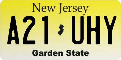NJ license plate A21UHY