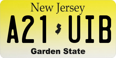 NJ license plate A21UIB