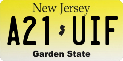 NJ license plate A21UIF
