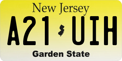 NJ license plate A21UIH