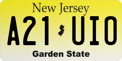 NJ license plate A21UIO