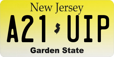 NJ license plate A21UIP
