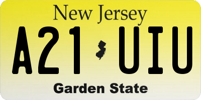 NJ license plate A21UIU
