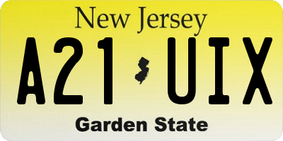 NJ license plate A21UIX