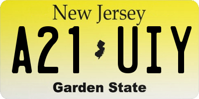 NJ license plate A21UIY