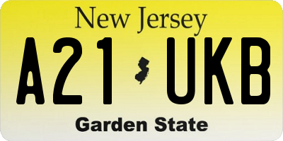 NJ license plate A21UKB