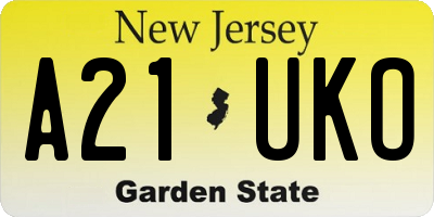 NJ license plate A21UKO