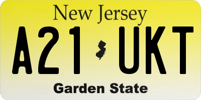 NJ license plate A21UKT