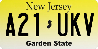 NJ license plate A21UKV